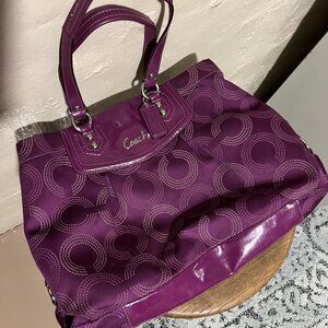 Coach Purple Signature Fabric Handbag